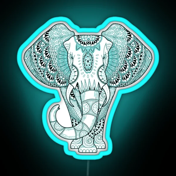 Turquoise Elephant RGB Neon Sign