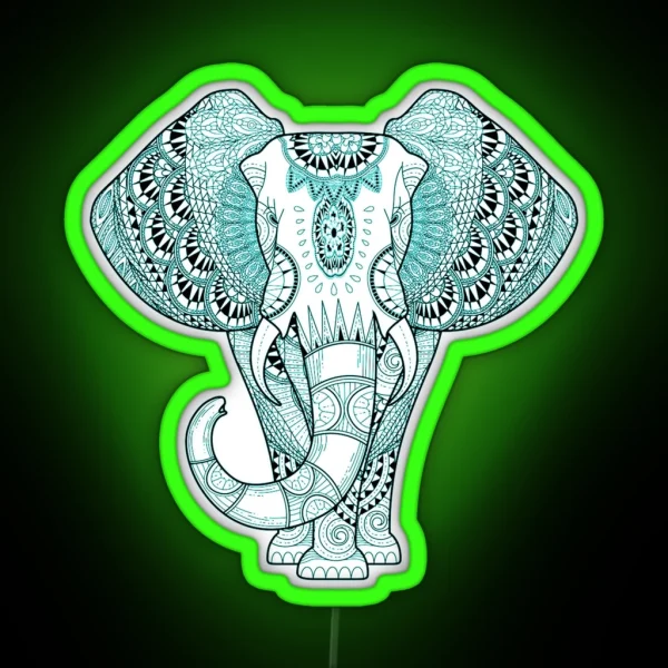 Turquoise Elephant RGB Neon Sign