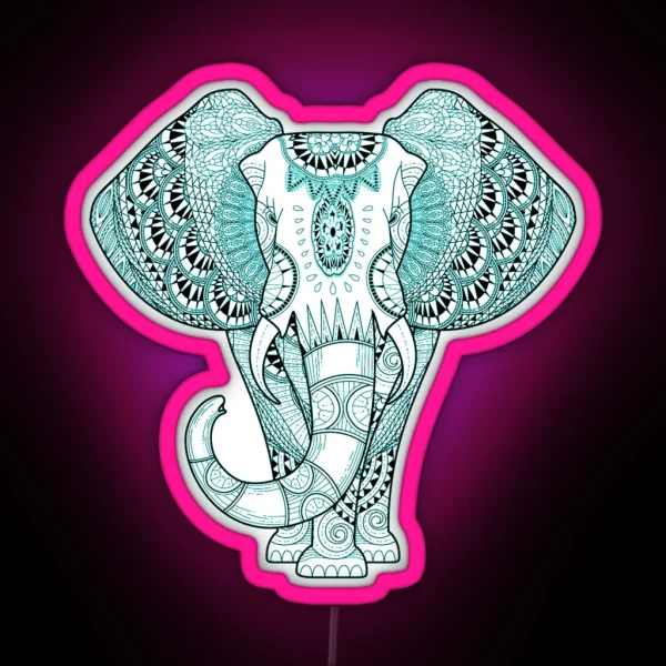 Turquoise Elephant RGB Neon Sign