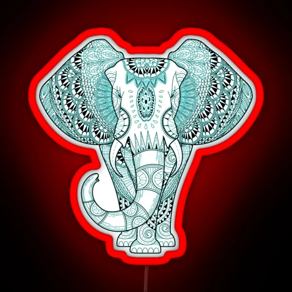 Turquoise Elephant RGB Neon Sign
