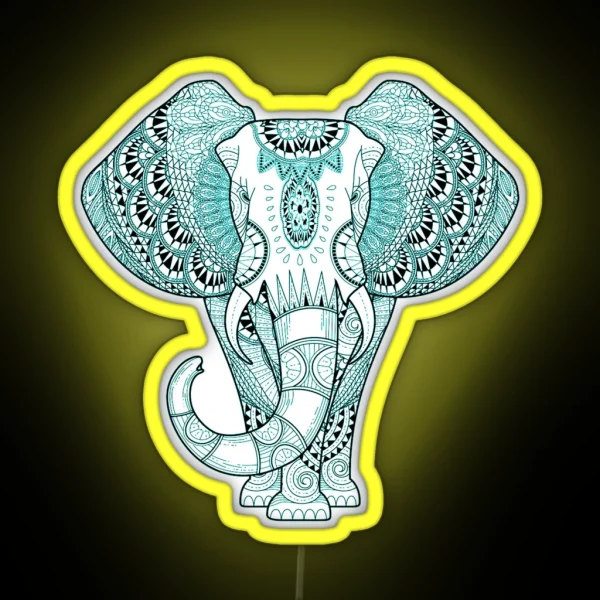 Turquoise Elephant RGB Neon Sign