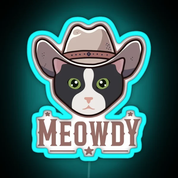 Tuxedo Cat Meowdy RGB Neon Sign