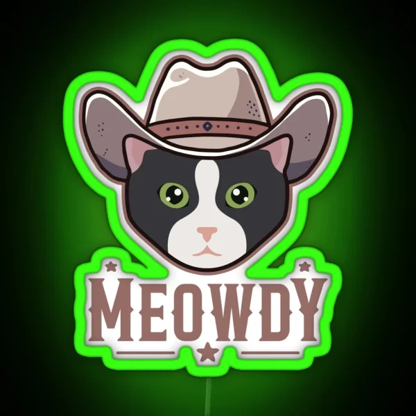 Tuxedo Cat Meowdy RGB Neon Sign