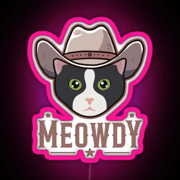 Tuxedo Cat Meowdy RGB Neon Sign
