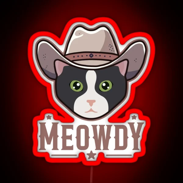 Tuxedo Cat Meowdy RGB Neon Sign