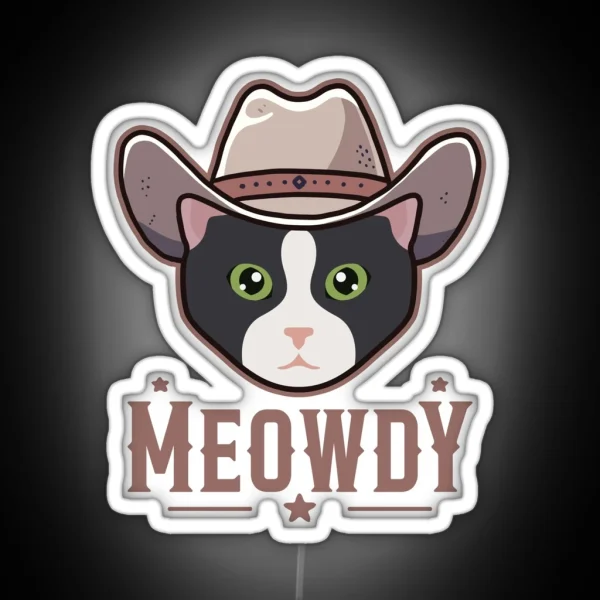 Tuxedo Cat Meowdy RGB Neon Sign