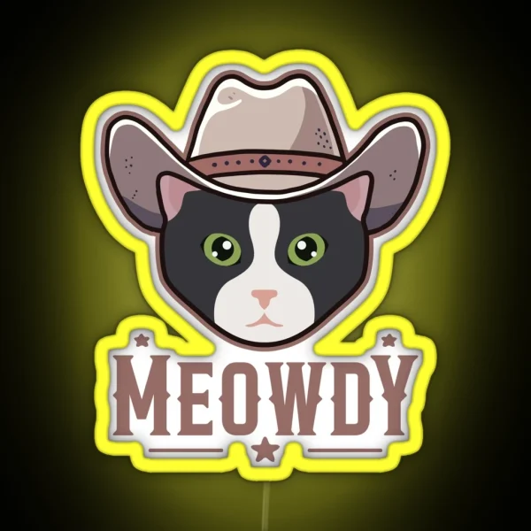 Tuxedo Cat Meowdy RGB Neon Sign