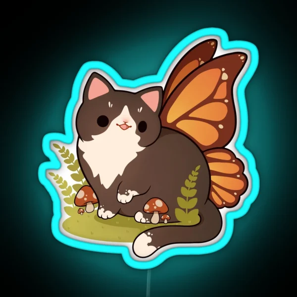 Tuxedo Fairy Cat RGB Neon Sign