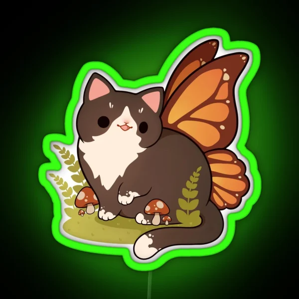 Tuxedo Fairy Cat RGB Neon Sign