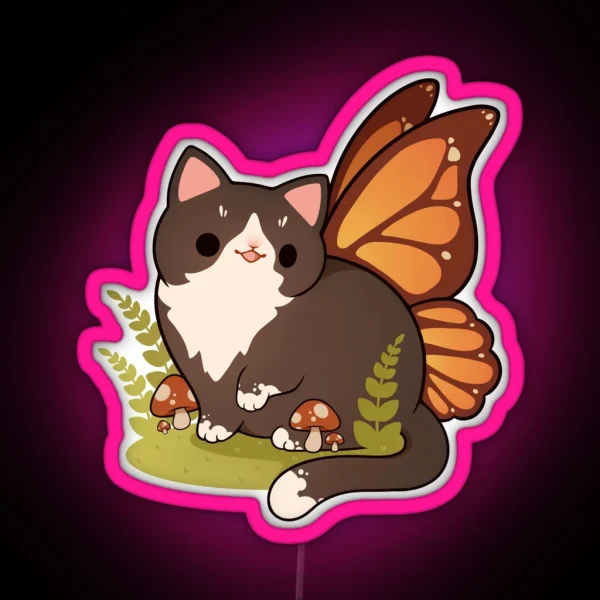 Tuxedo Fairy Cat RGB Neon Sign