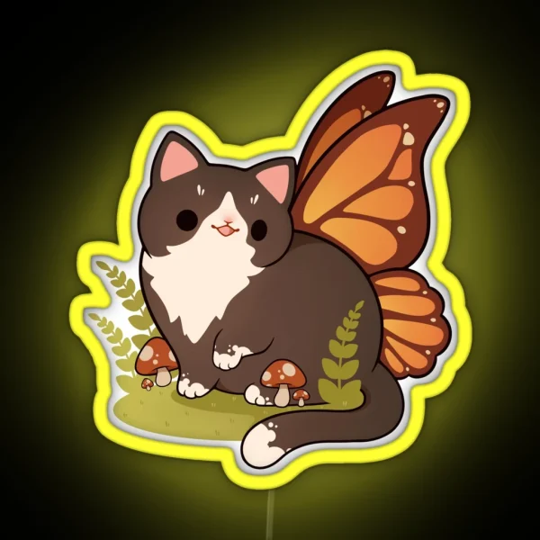 Tuxedo Fairy Cat RGB Neon Sign