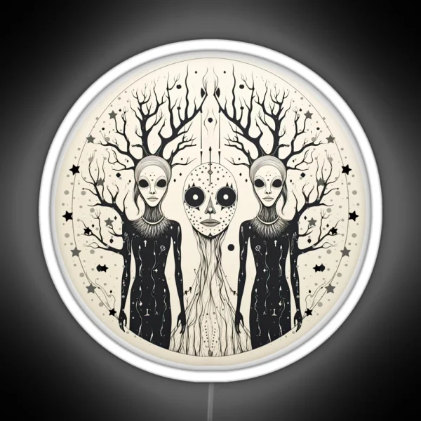 Twin Forest Spirits Pagan Illustration RGB Neon Sign