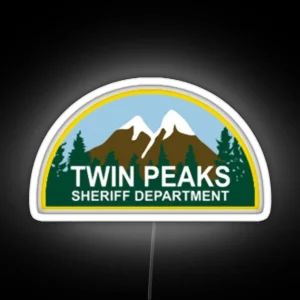 Twin Peaks Sheriff Department Mountain And Forest Color Pocket Logo RGB Neon Sign