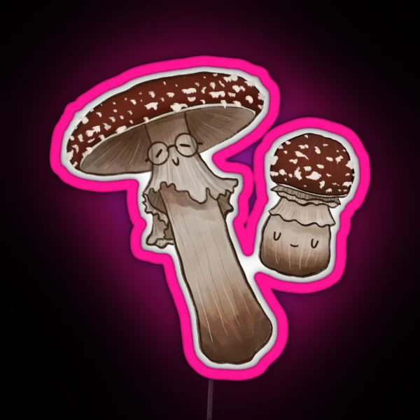 Two Amanita Mushrooms RGB Neon Sign