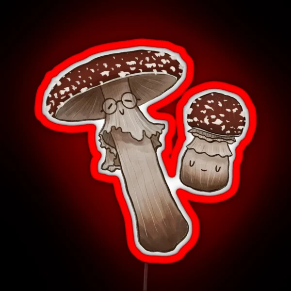 Two Amanita Mushrooms RGB Neon Sign