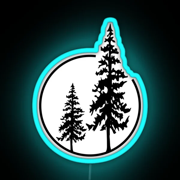 Two Simple Trees In A Circle RGB Neon Sign