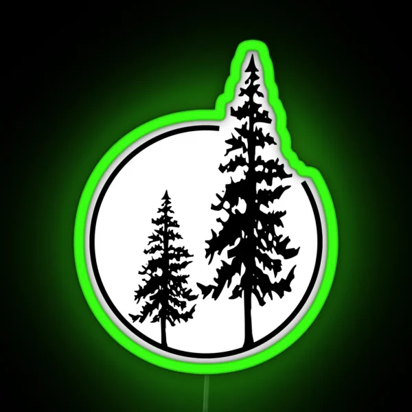 Two Simple Trees In A Circle RGB Neon Sign