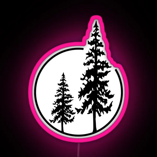 Two Simple Trees In A Circle RGB Neon Sign