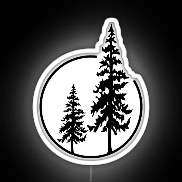 Two Simple Trees In A Circle RGB Neon Sign
