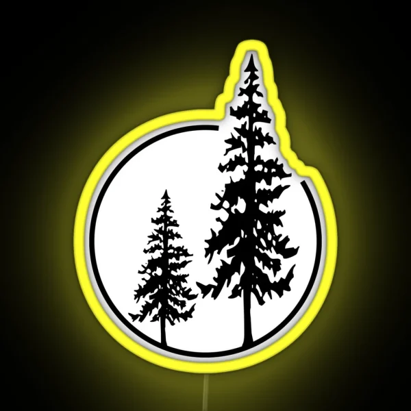Two Simple Trees In A Circle RGB Neon Sign