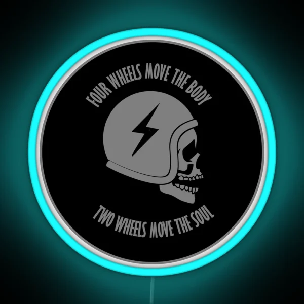 Two Wheels Move The Soul Skull RGB Neon Sign