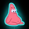 Typical Patrick Star from SpongeBob SquarePants, depicted in RGB neon colors on a blue background.
