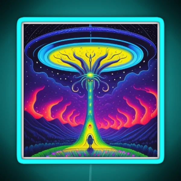 Ufo Alien Abduction Encounter RGB Neon Sign