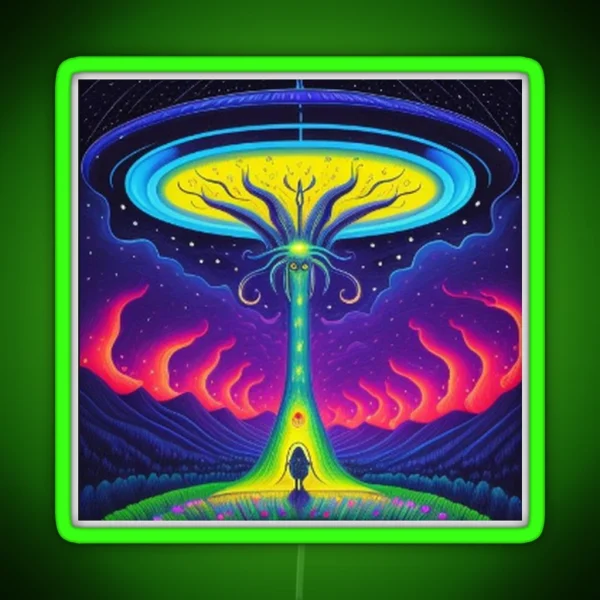 Ufo Alien Abduction Encounter RGB Neon Sign