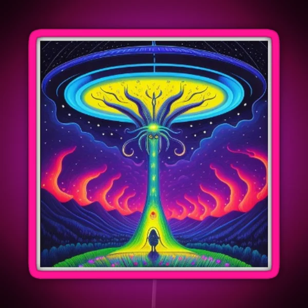 Ufo Alien Abduction Encounter RGB Neon Sign