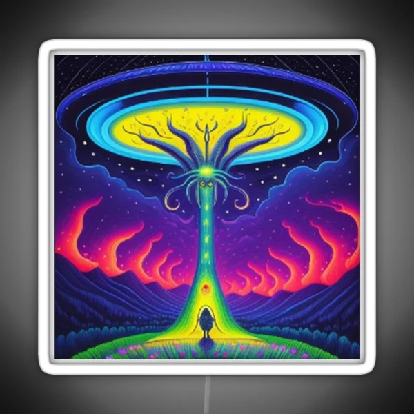 Ufo Alien Abduction Encounter RGB Neon Sign