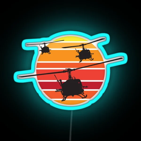 UH 1 Huey Helicopter RGB Neon Sign
