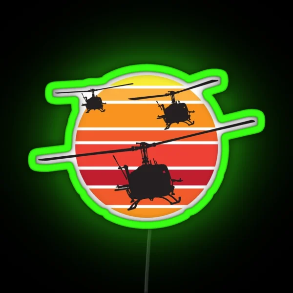 UH 1 Huey Helicopter RGB Neon Sign