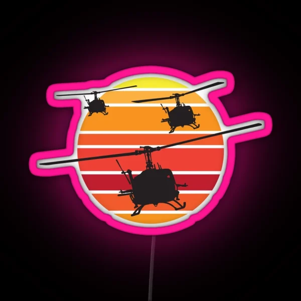 UH 1 Huey Helicopter RGB Neon Sign