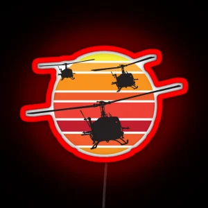 UH 1 Huey Helicopter RGB Neon Sign