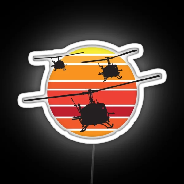 UH 1 Huey Helicopter RGB Neon Sign