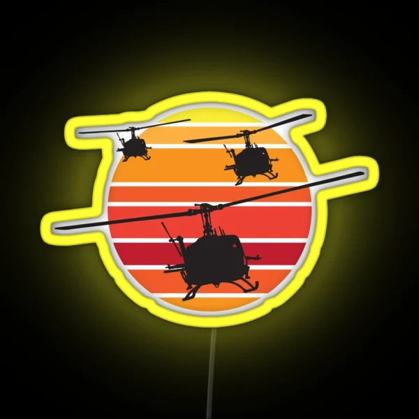UH 1 Huey Helicopter RGB Neon Sign