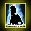 Neon "Ultra Instinct" sign featuring a stylized, pixel art-inspired design of Shaggy from the Dragon Ball series in yellow.