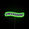 UNC Greensboro University Sign with RGB Neon Lighting at Night