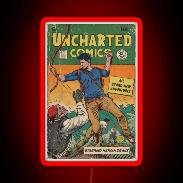 UNCHARTED Vintage Comic Book Fan Art RGB Neon Sign