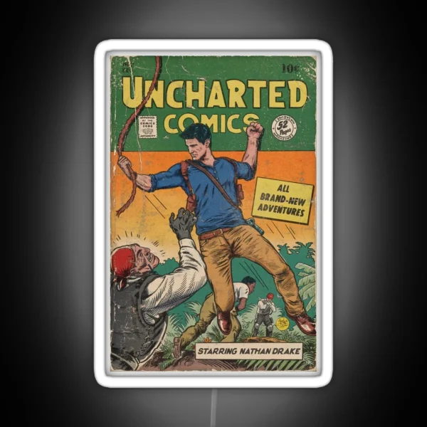 UNCHARTED Vintage Comic Book Fan Art RGB Neon Sign