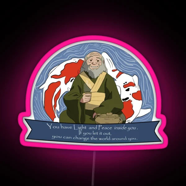 Uncle Iroh Sipping On Light And Peace RGB Neon Sign