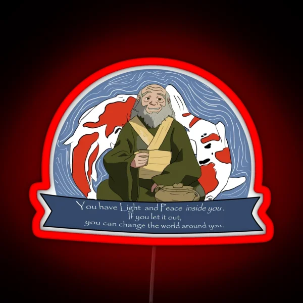 Uncle Iroh Sipping On Light And Peace RGB Neon Sign