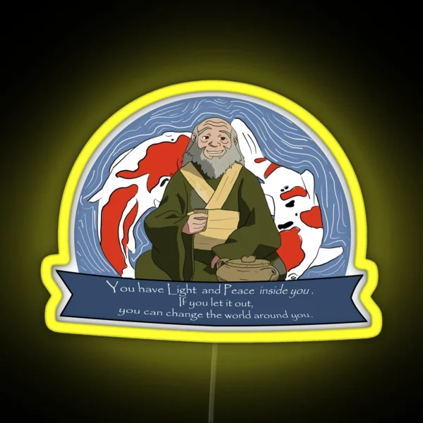 Uncle Iroh Sipping On Light And Peace RGB Neon Sign