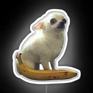 Uncomfortable Banana Dog RGB Neon Sign