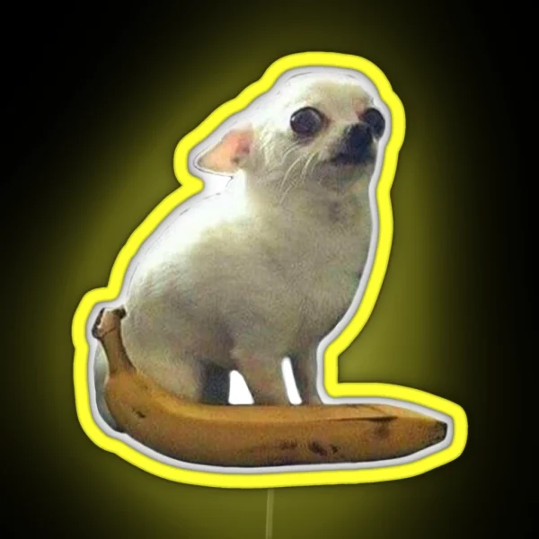 Uncomfortable Banana Dog RGB Neon Sign