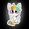 Colorful Chibi Unicorn Neon Sign in White Background