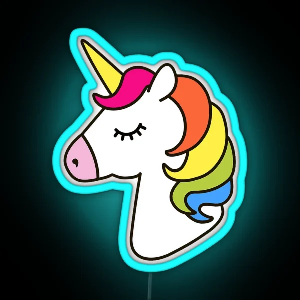 Unicorn Head Cartoon Fictional Character RGB Neon Sign