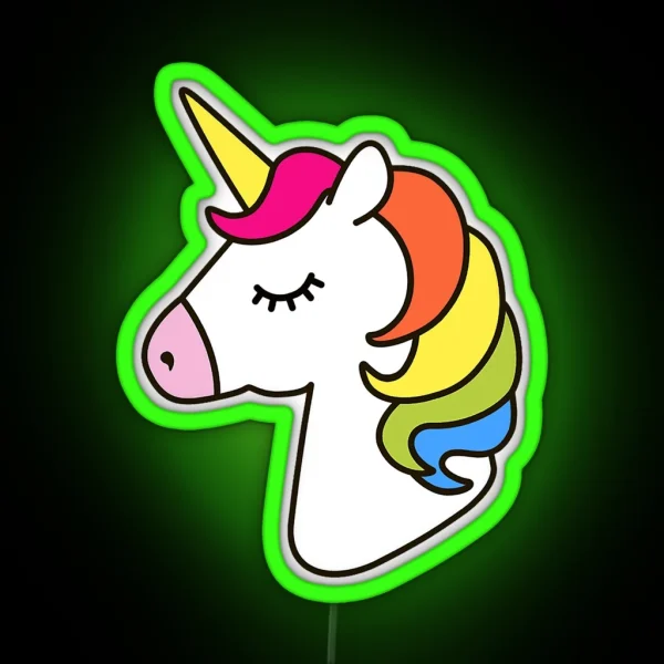 Unicorn Head Cartoon Fictional Character RGB Neon Sign
