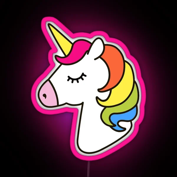 Unicorn Head Cartoon Fictional Character RGB Neon Sign