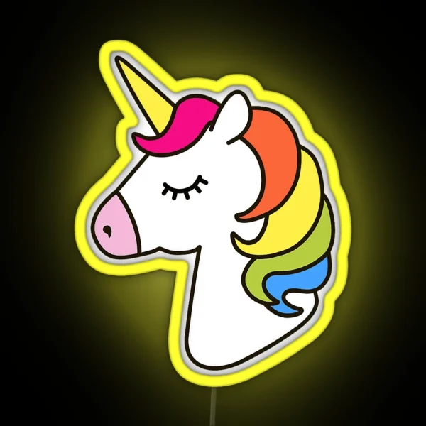 Unicorn Head Cartoon Fictional Character RGB Neon Sign